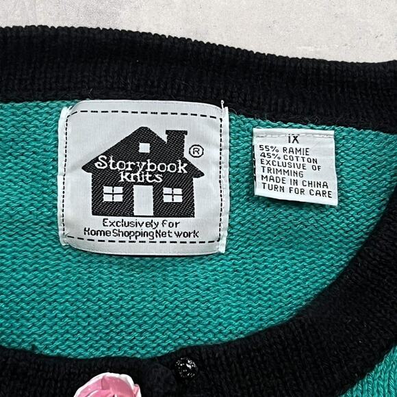 ★ Storybook Knits Vintage Floral Knit 3D Rose Button-Up Cardigan Sweater ★ - Picture 4 of 6